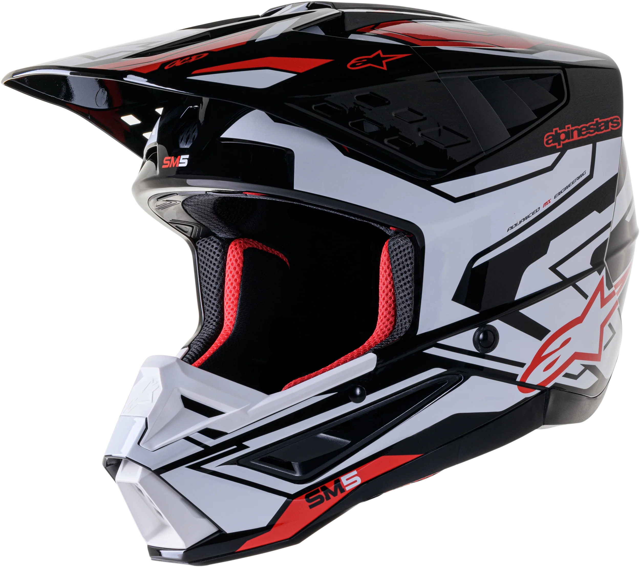 S-M5 Action 2 Helmet Blk/Wht/Brt Rd Glossy Lg
