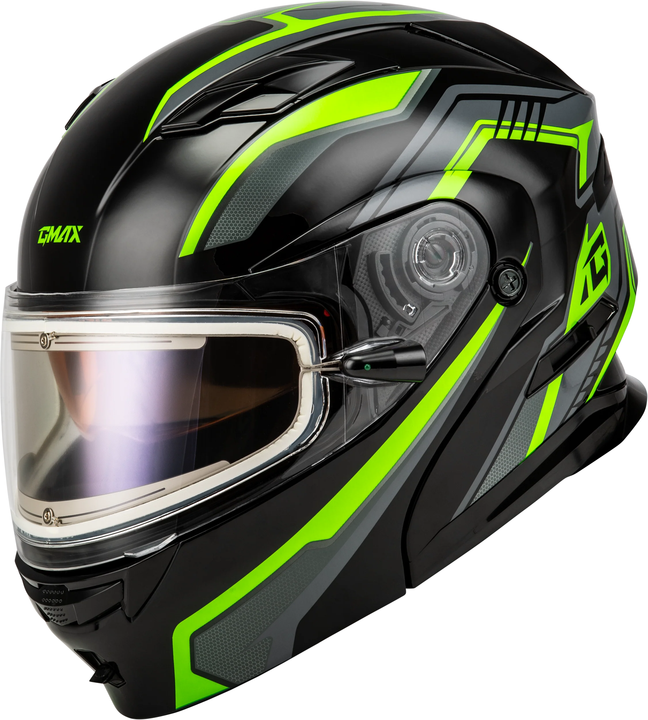 Md-01s Transistor Snow Helmet W Elec Shld Blk/Grey/Green 3x