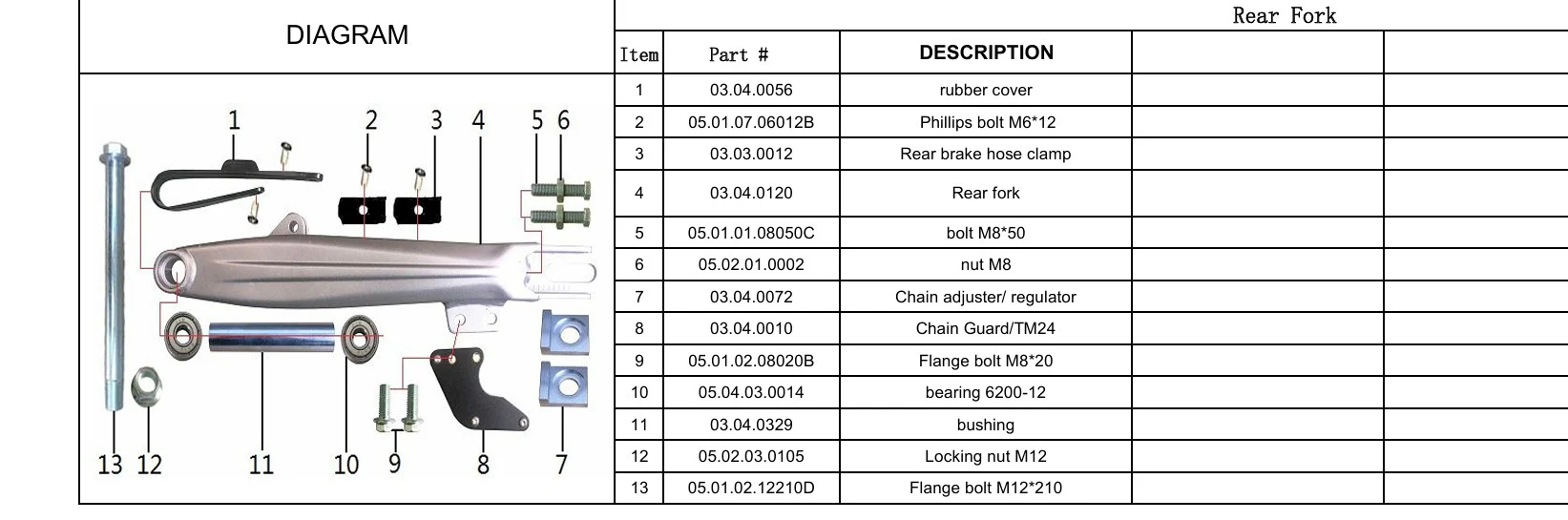 Locking Nut M12 (05.02.03.0105) for TrailMaster 125cc Dirt Bike (Large Frame) - Image 2