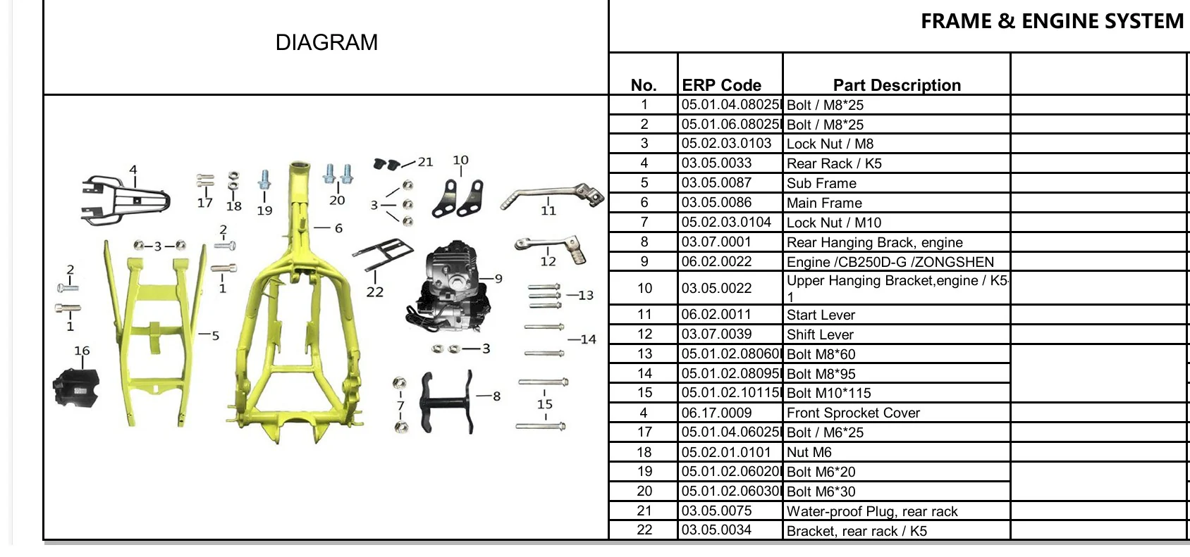 Main Frame (03.05.0086) for TrailMaster 250cc Dirt Bike - Image 2