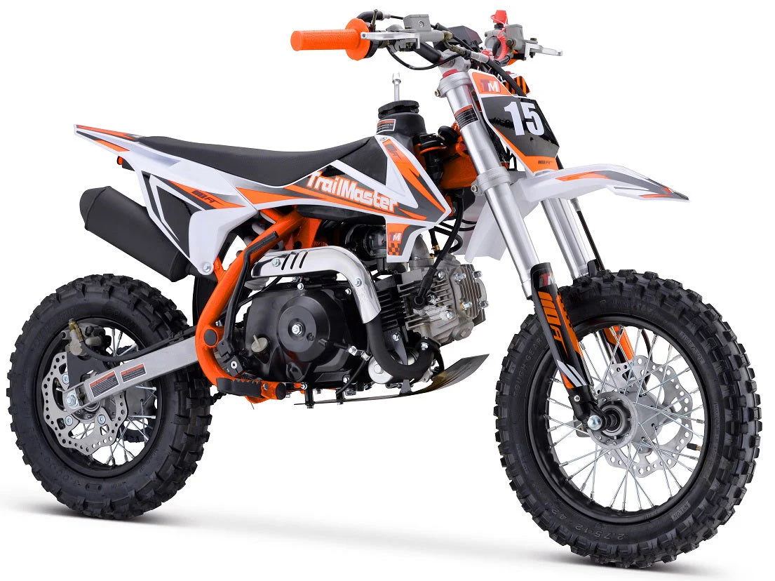 TrailMaster TM15 110cc Dirt Bike, 4-Speed Semi-Auto, Electric Start w/Kick backup, Dual Disc Brakes (12/10) Ages 8-12 - Image 3