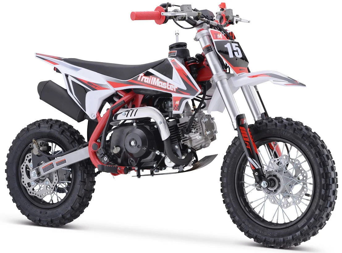 TrailMaster TM15 110cc Dirt Bike, 4-Speed Semi-Auto, Electric Start w/Kick backup, Dual Disc Brakes (12/10) Ages 8-12 - Image 5